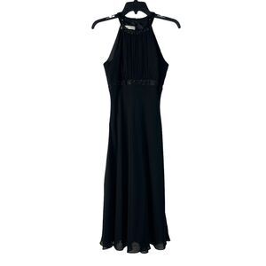 Evan Picone Petite SZ 6P Midi Halter Dress Beaded Empire Waist Lined Sleeveless